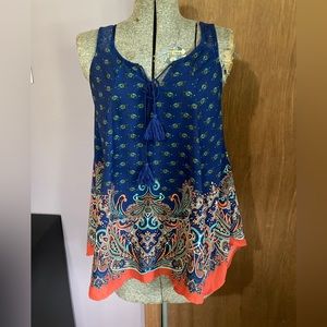 Navy paisley swing top